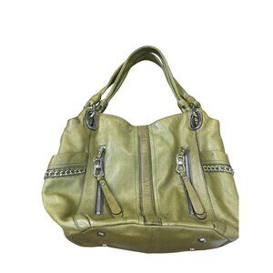 B. Makowsky womans green Leather vintage hobo shoulder handbag SKU 9039